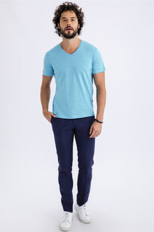 Koyu Mavi İtalyan Keten Kumaş Pantolon