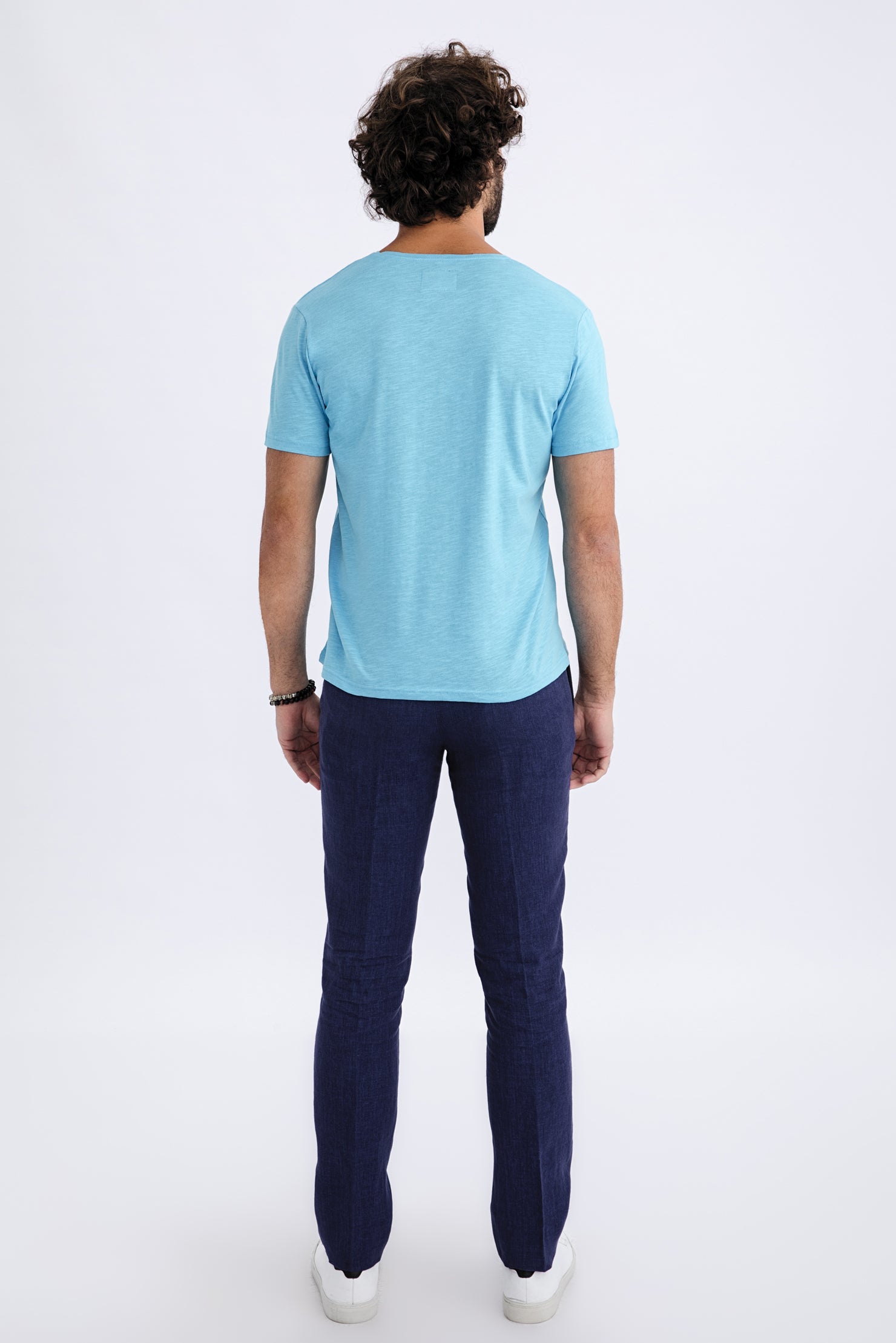 Koyu Mavi İtalyan Keten Kumaş Pantolon