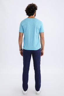 Koyu Mavi İtalyan Keten Kumaş Pantolon