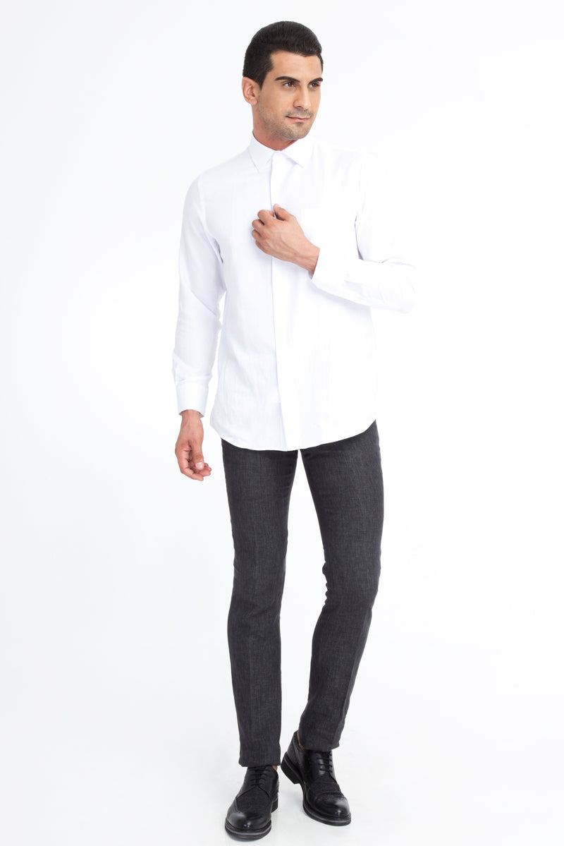 Antrasit İtalyan Keten Kumaş Pantolon