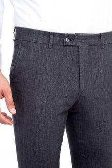 Antrasit İtalyan Keten Kumaş Pantolon