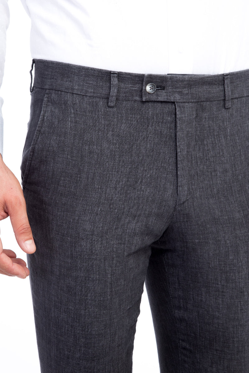 Antrasit İtalyan Keten Kumaş Pantolon