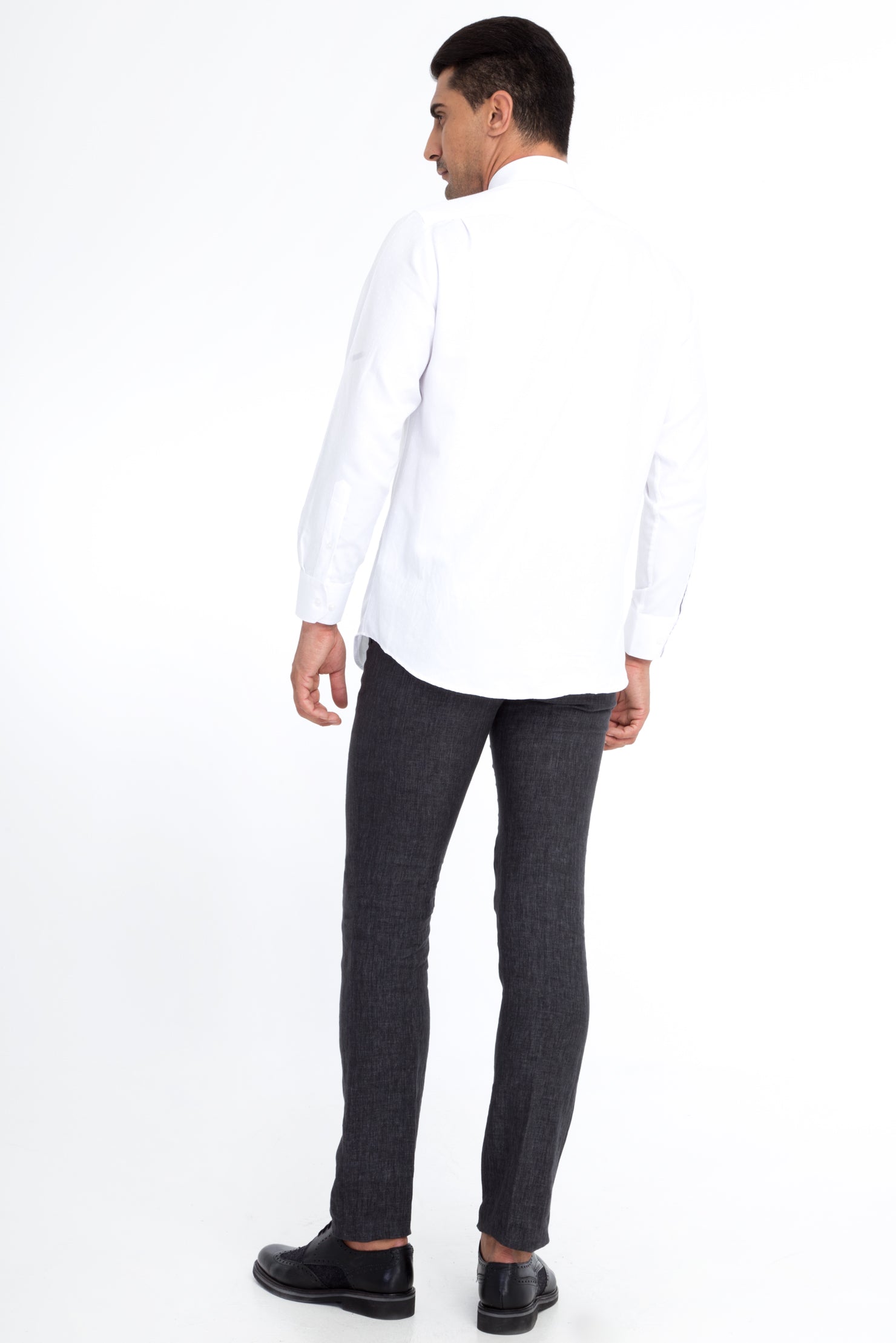 Antrasit 6 Drop Regular Fit Standart Kesim ?talyan Keten Kuma? Pantolon-Abdullah Ki??l?