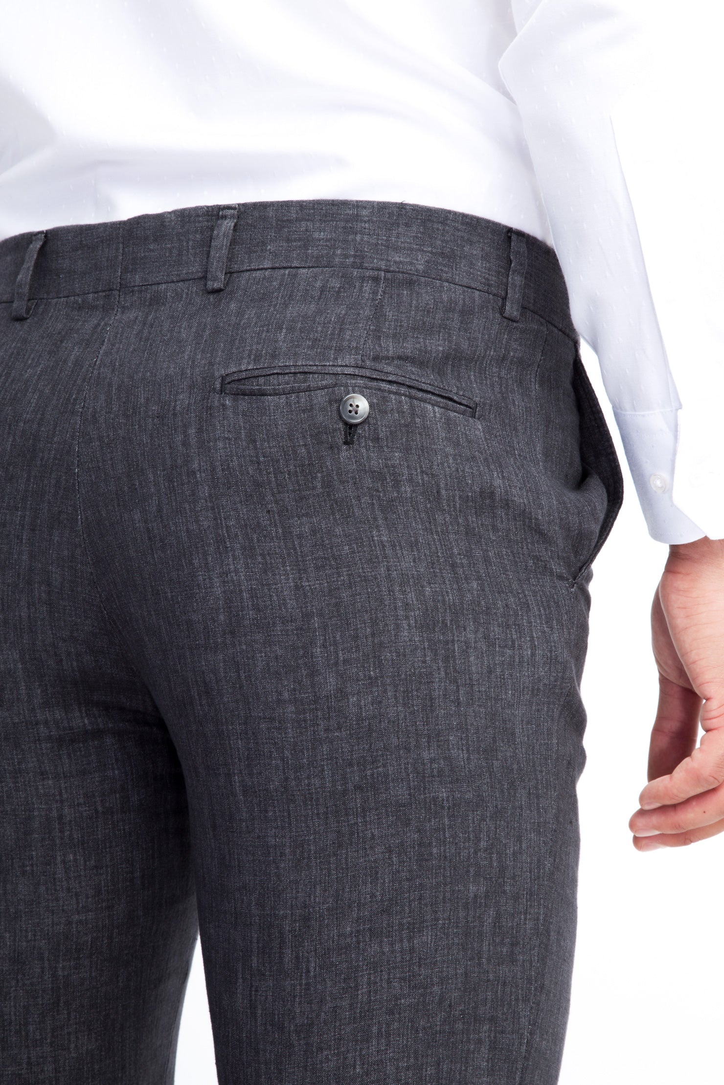 Antrasit 6 Drop Regular Fit Standart Kesim ?talyan Keten Kuma? Pantolon-Abdullah Ki??l?