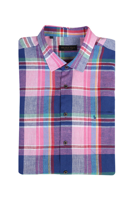 Pembe Büyük Beden Ekose Gömlek-Abdullah Ki??l?
