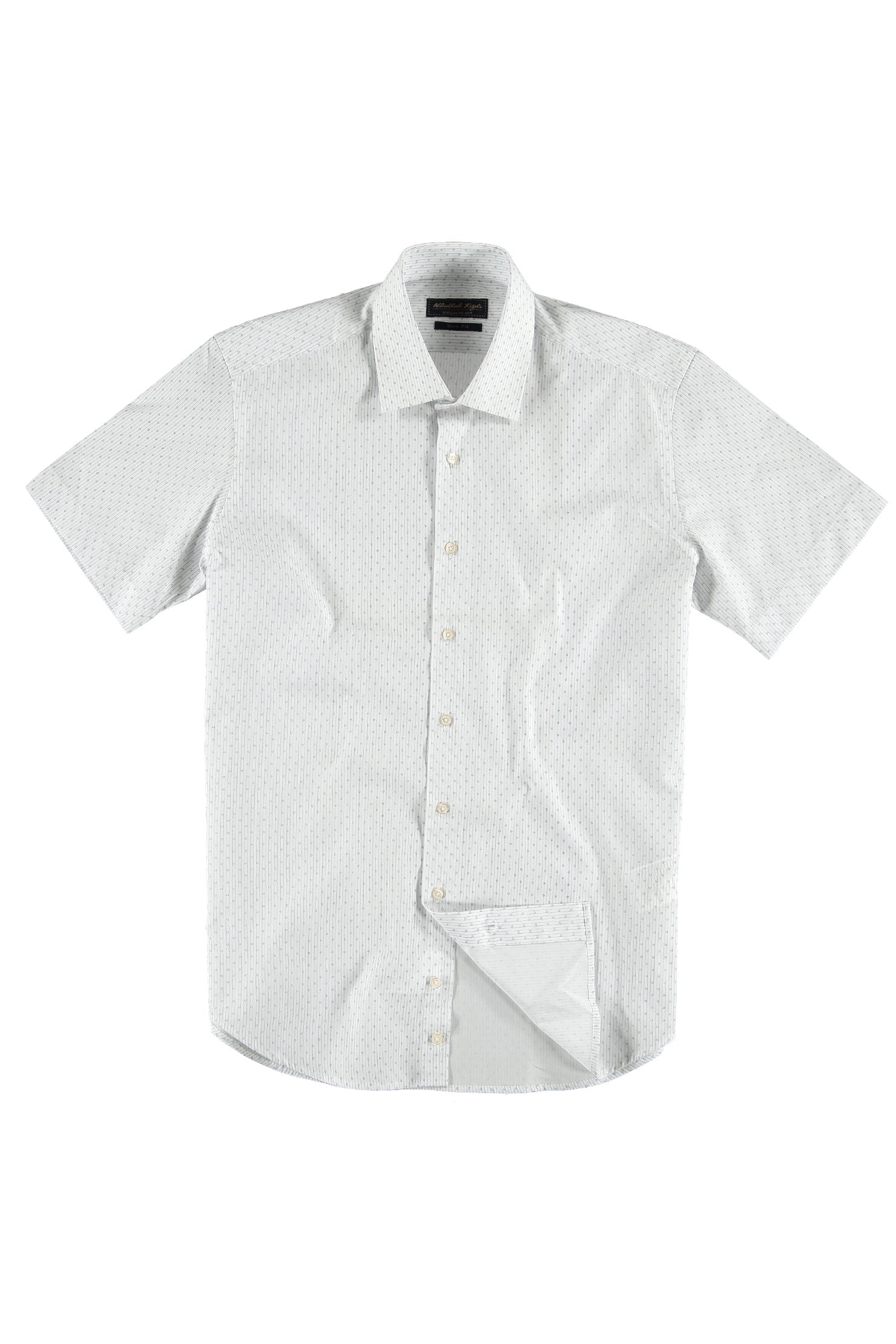 Açık Mavi Kısa Kol Slim Fit Dar Kesim Desenli Pamuk Gömlek