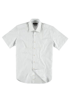 Açık Mavi Kısa Kol Slim Fit Dar Kesim Desenli Pamuk Gömlek