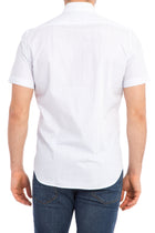 Açık Mavi Kısa Kol Slim Fit Dar Kesim Desenli Pamuk Gömlek