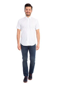 Açık Mavi Kısa Kol Slim Fit Dar Kesim Desenli Pamuk Gömlek