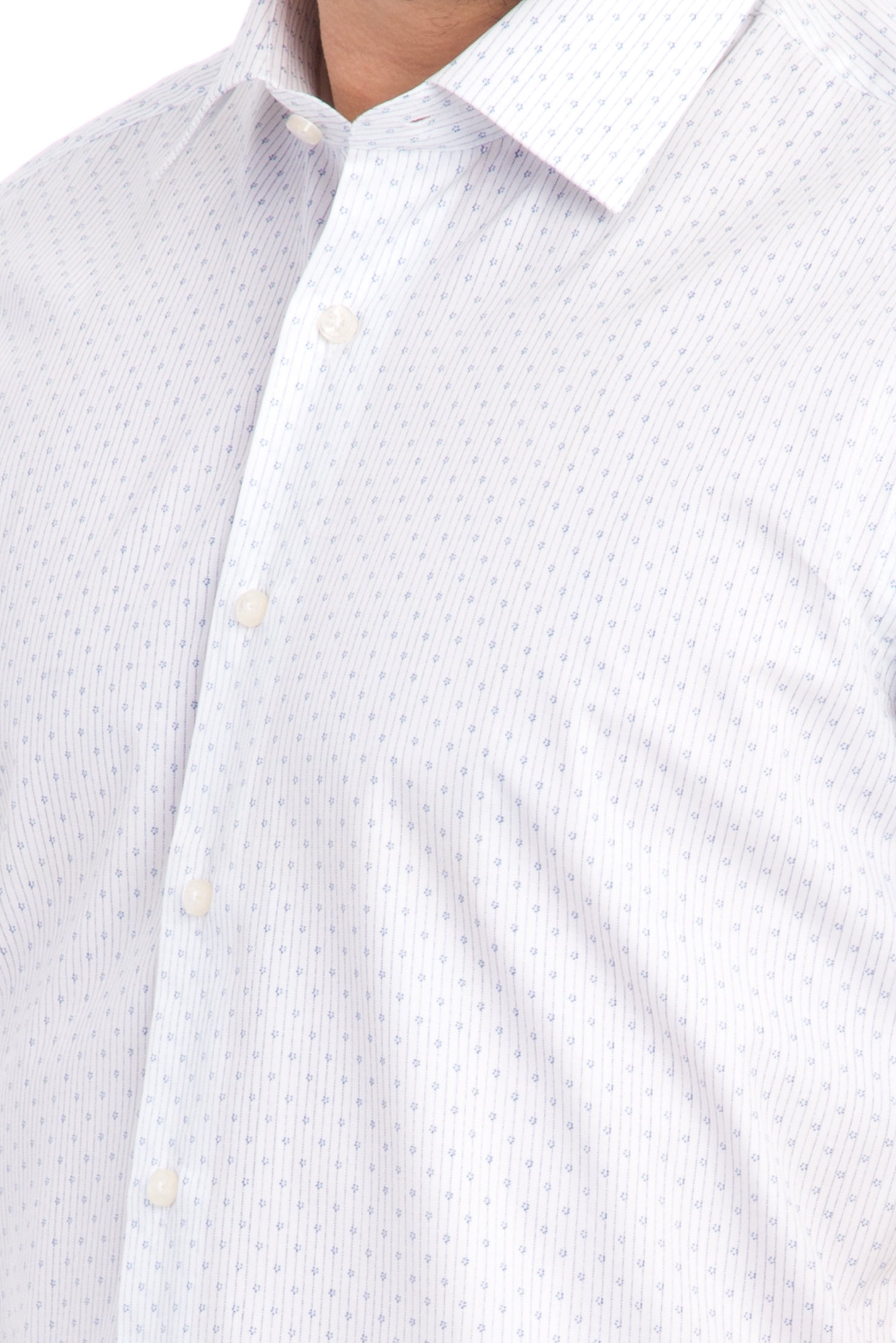 Açık Mavi Kısa Kol Slim Fit Dar Kesim Desenli Pamuk Gömlek