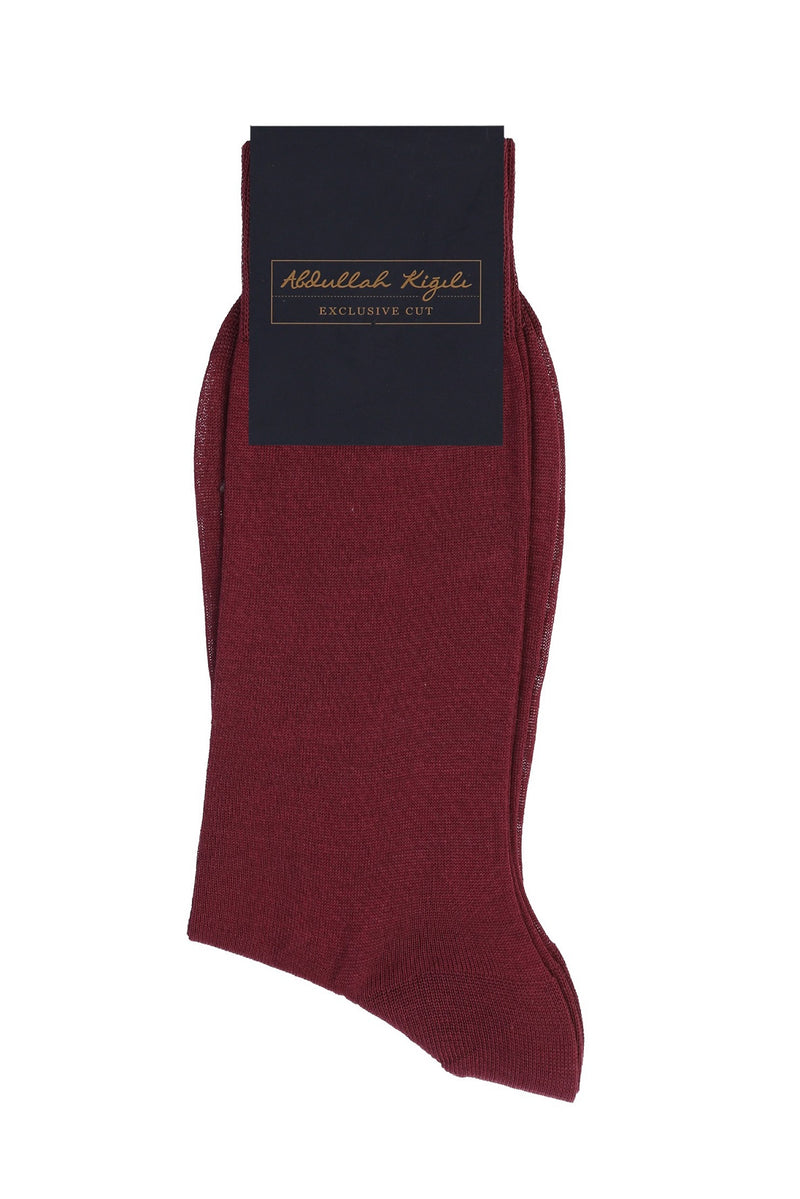 Bordo Düz Merserize Çorap