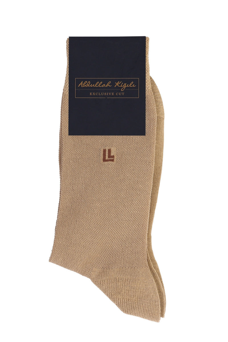 Bej Düz Merserize Çorap