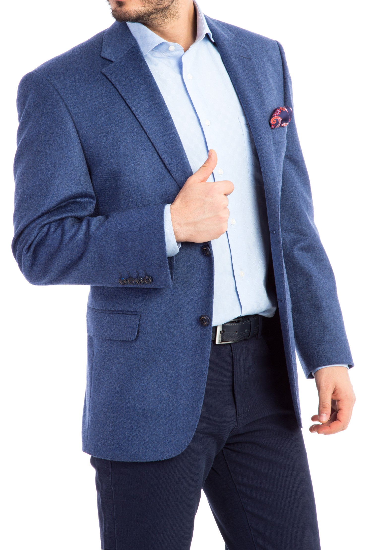 Açık Mavi Klasik Kaşmir Ceket