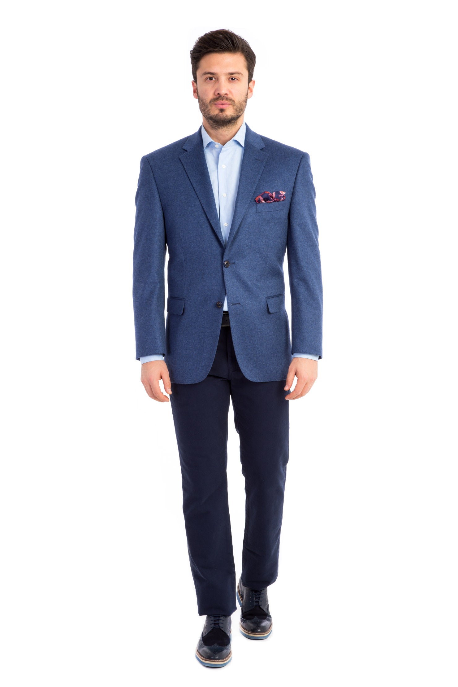 Açık Mavi Klasik Kaşmir Ceket