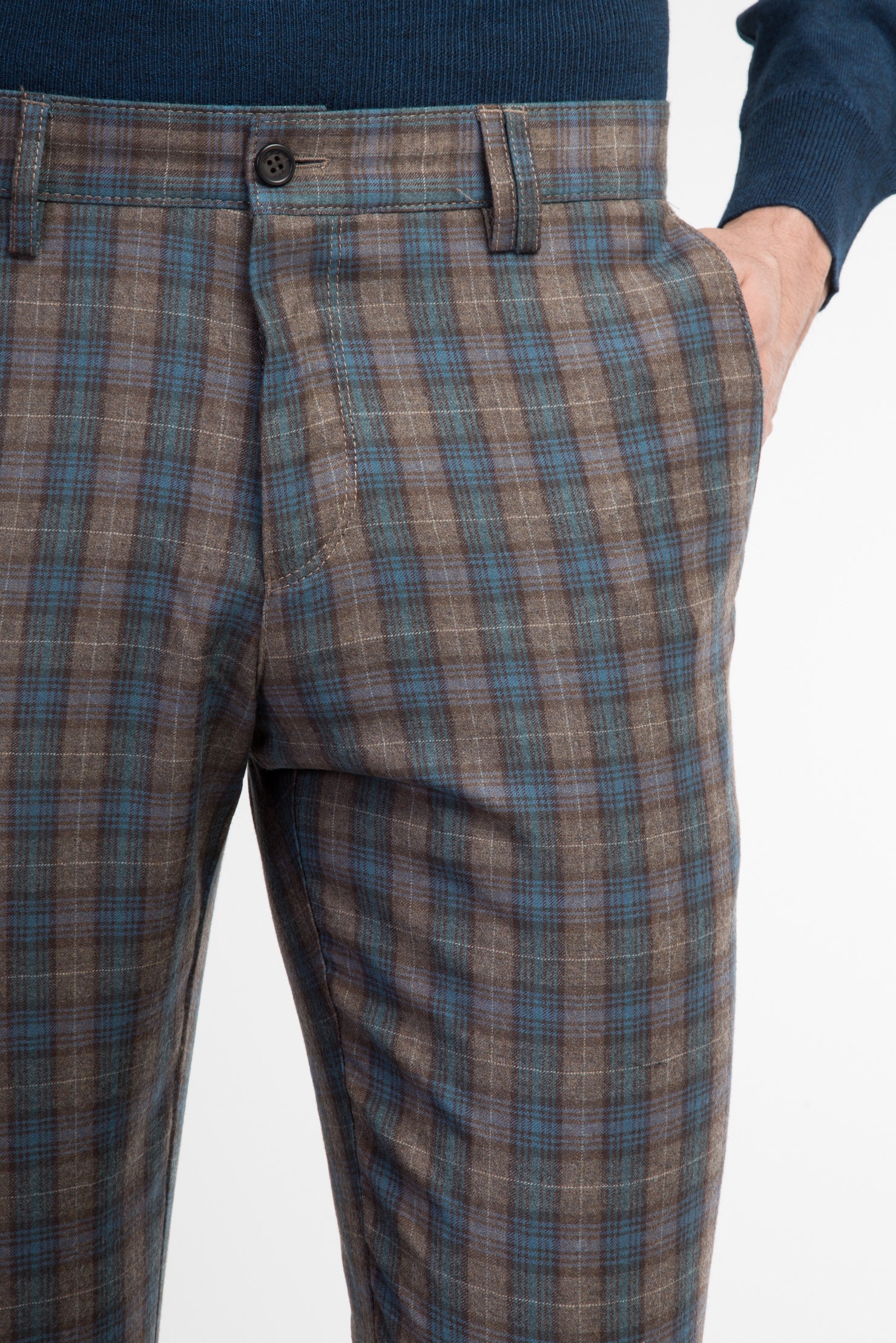 Turkuaz Super Slim Fit Ekstra Dar Kesim Yün Flanel Kumaş Pantolon