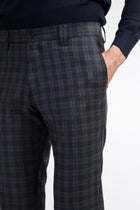 Orta Füme Super Slim Fit Ekstra Dar Kesim Yün Flanel Kumaş Pantolon