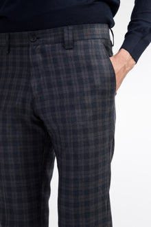 Orta Füme Super Slim Fit Ekstra Dar Kesim Yün Flanel Kumaş Pantolon