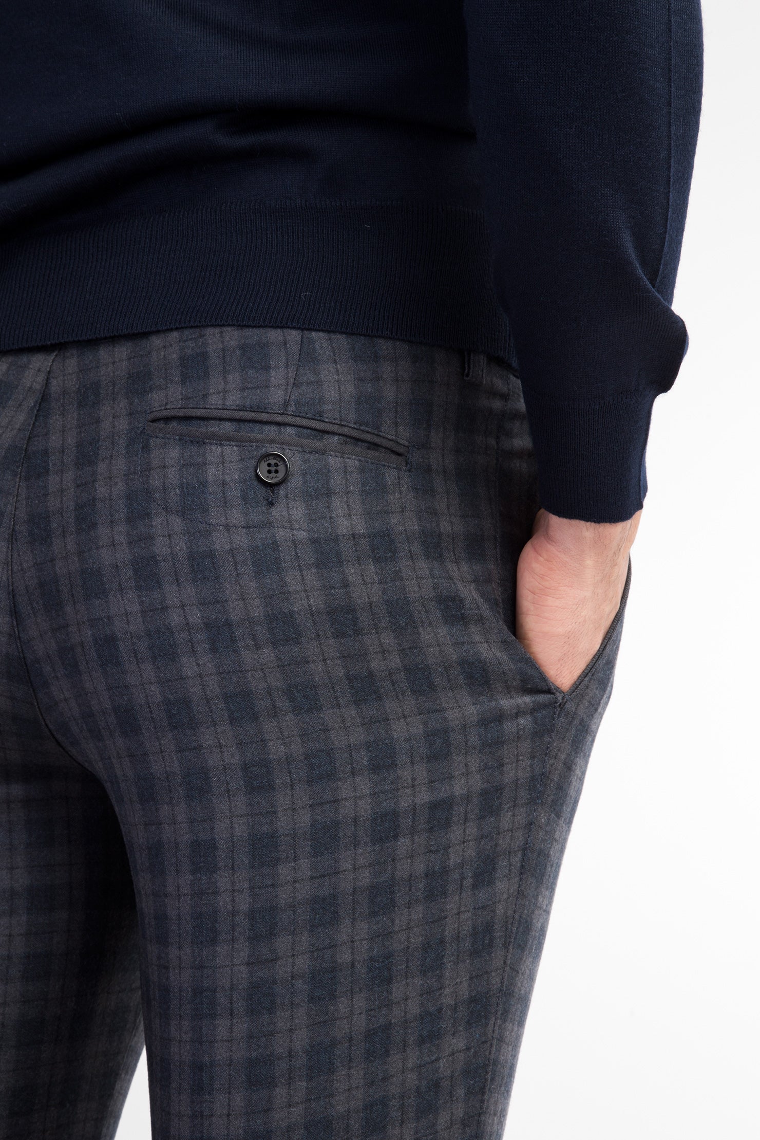 Orta Füme Super Slim Fit Ekstra Dar Kesim Yün Flanel Kumaş Pantolon