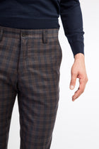 Kahve Super Slim Fit Ekstra Dar Kesim Yün Flanel Kumaş Pantolon