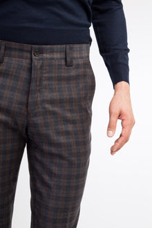Kahve Super Slim Fit Ekstra Dar Kesim Yün Flanel Kumaş Pantolon