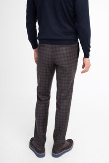 Kahve Super Slim Fit Ekstra Dar Kesim Yün Flanel Kumaş Pantolon