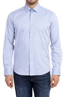 Açık Mavi Ak Ks Desenli Slım Gömlek