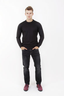 Siyah Düz Bisiklet Yaka Triko