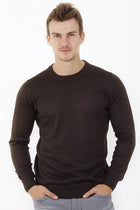 Kahve Düz Bisiklet Yaka Triko