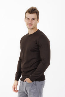 Kahve Düz Bisiklet Yaka Triko