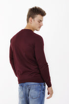 Bordo Düz Bisiklet Yaka Triko