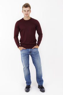 Bordo Düz Bisiklet Yaka Triko