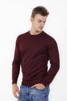 Bordo Düz Bisiklet Yaka Triko