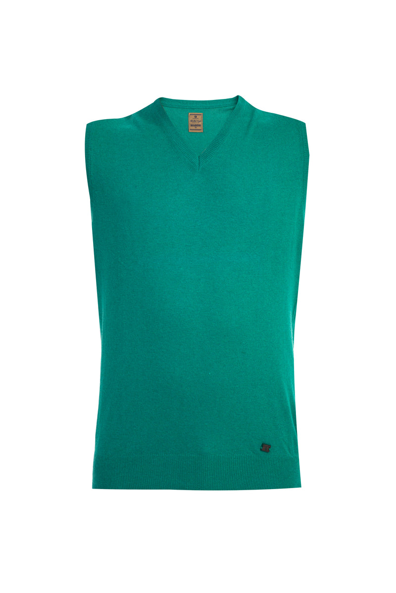 Açık Yeşil V Yaka Yünlü Süveter