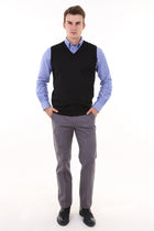 Siyah A.K.Düz V Yaka Süveter