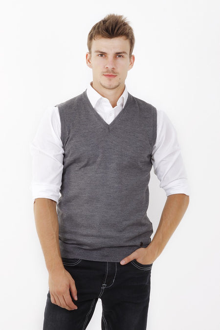 Orta Füme DÜZ V YAKA SÜVETER