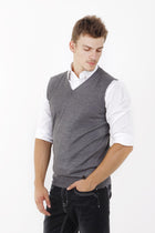 Orta Füme DÜZ V YAKA SÜVETER