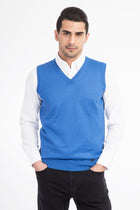 Mavi V Yaka Yünlü Süveter