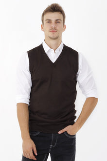 Kahve A.K.Düz V Yaka Süveter