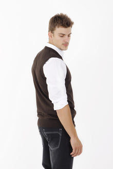 Kahve A.K.Düz V Yaka Süveter