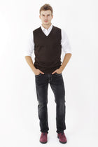 Kahve A.K.Düz V Yaka Süveter