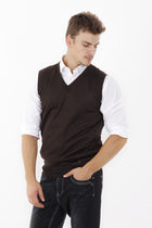 Kahve A.K.Düz V Yaka Süveter