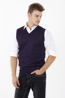 Mor A.K.Düz V Yaka Süveter