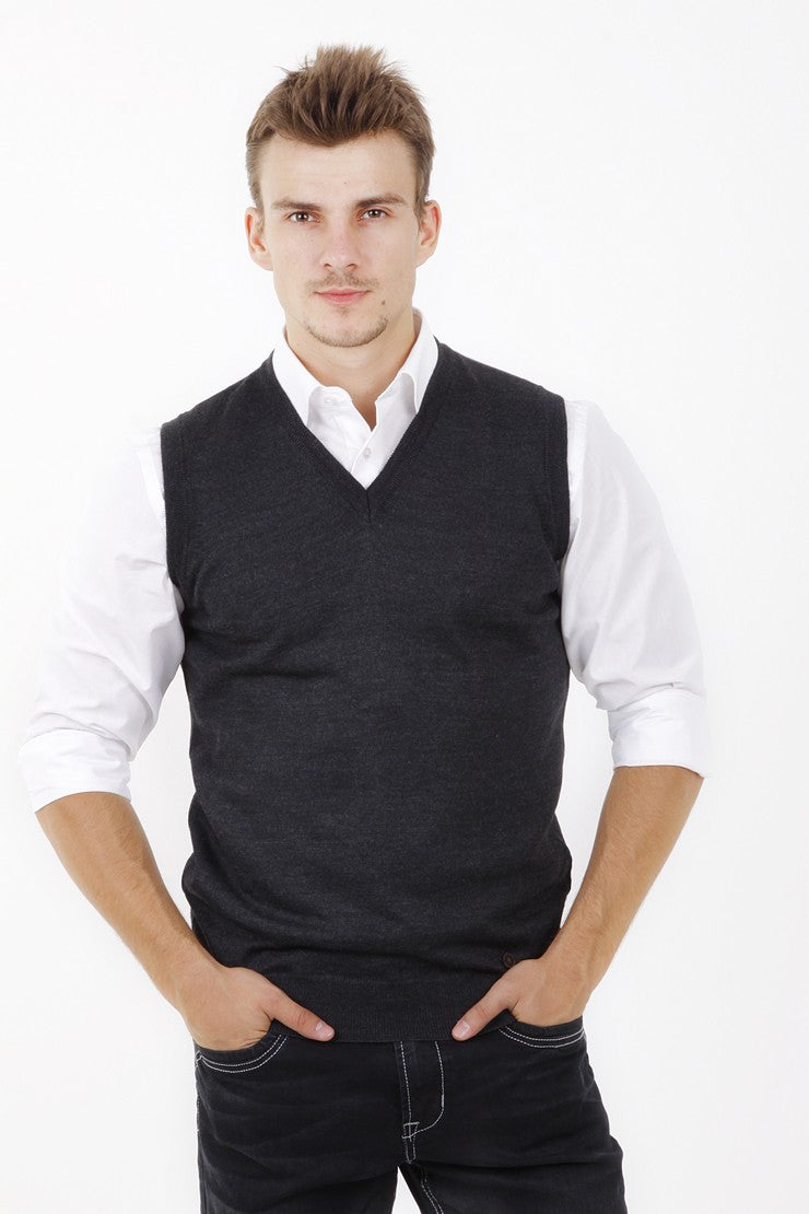 Antrasit A.K.Düz V Yaka Süveter