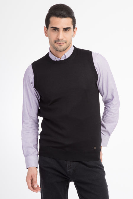 Siyah Bisiklet Yaka Yünlü Süveter