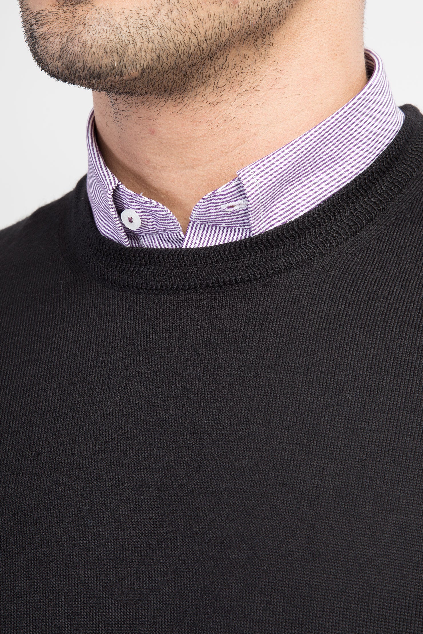 Siyah Bisiklet Yaka Yünlü Süveter