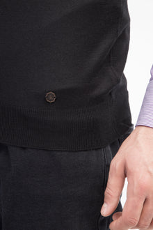 Siyah Bisiklet Yaka Yünlü Süveter