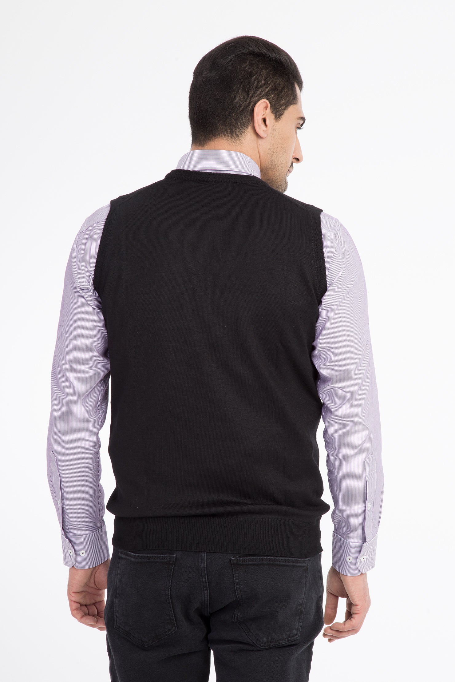 Siyah Bisiklet Yaka Yünlü Süveter