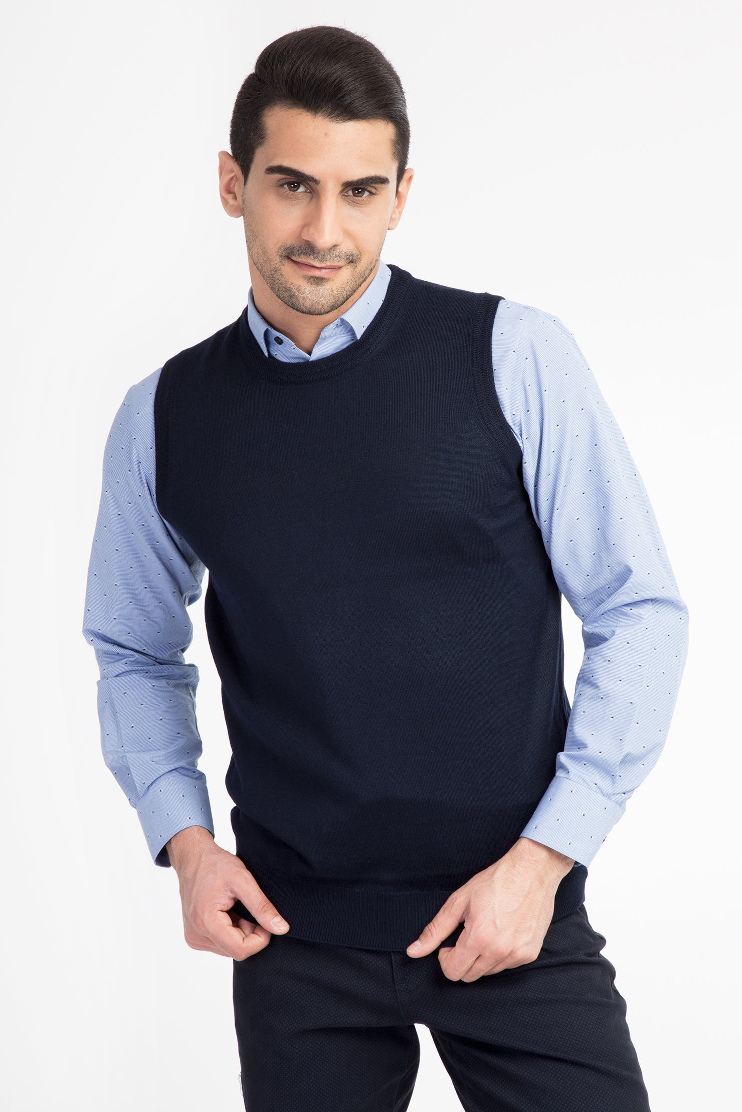 Lacivert Bisiklet Yaka Yünlü Süveter