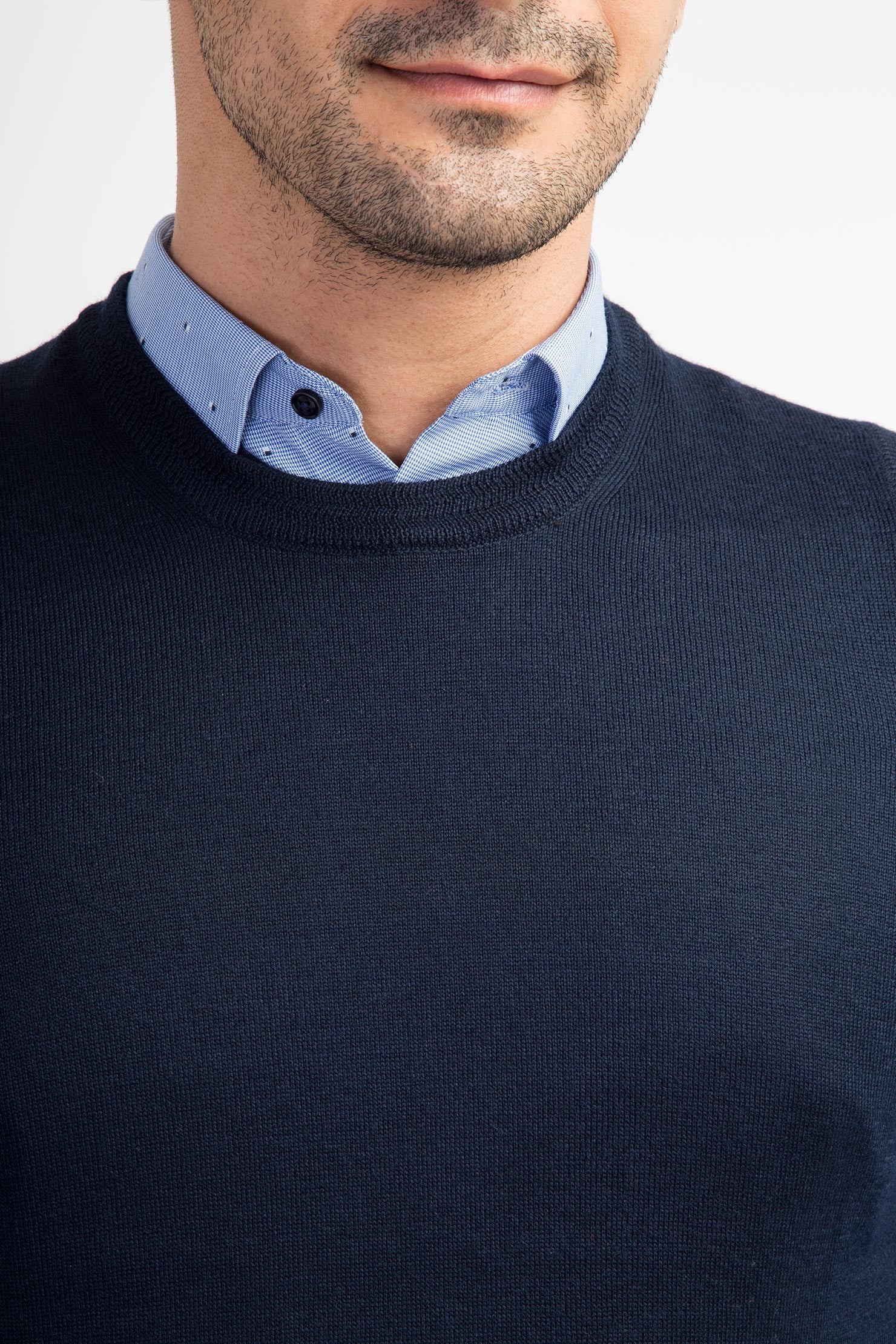 Lacivert Bisiklet Yaka Yünlü Süveter