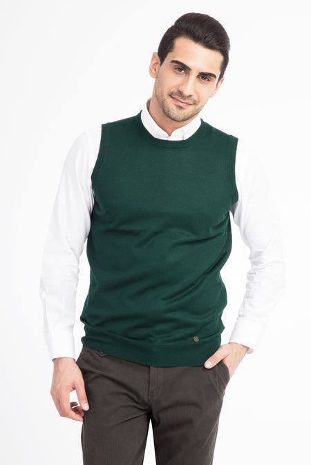 Koyu Yesil Bisiklet Yaka Yünlü Süveter